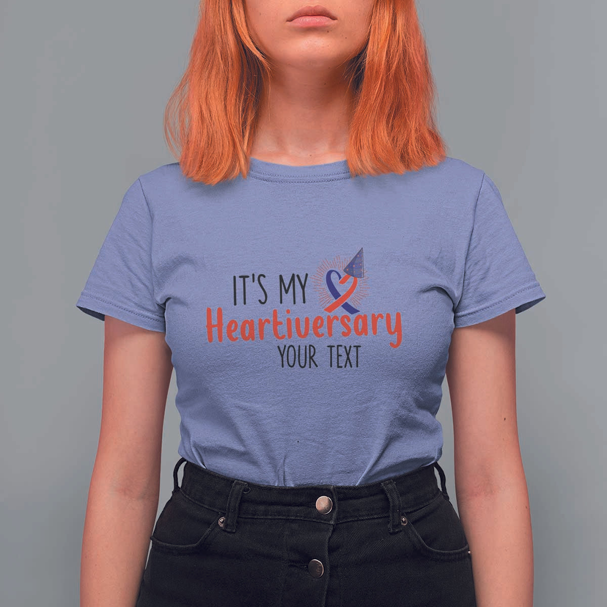 Personalized CHD Awareness Heart Anniversary T Shirt For Women Custom Text It's My Heartiversary