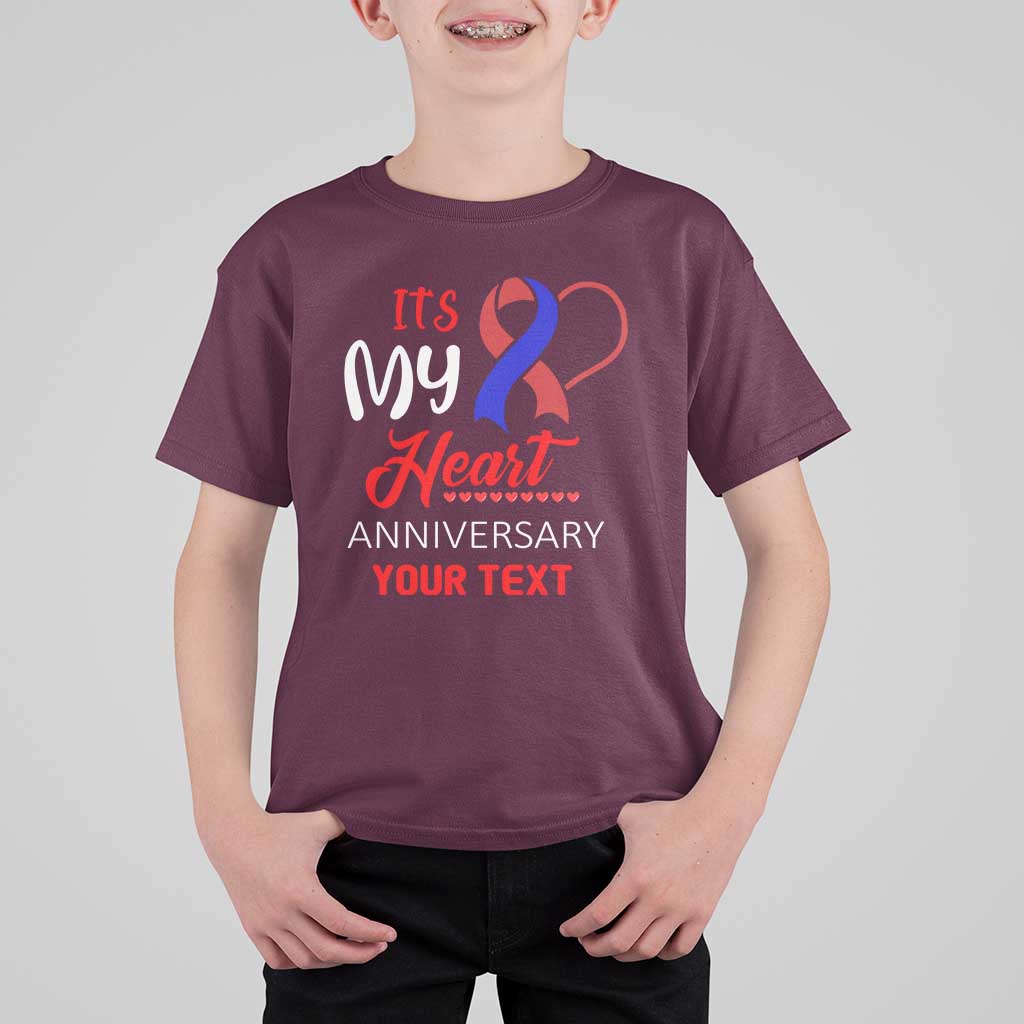 Personalized CHD Awareness T Shirt For Kid Custom Text It's My Heart Anniversary