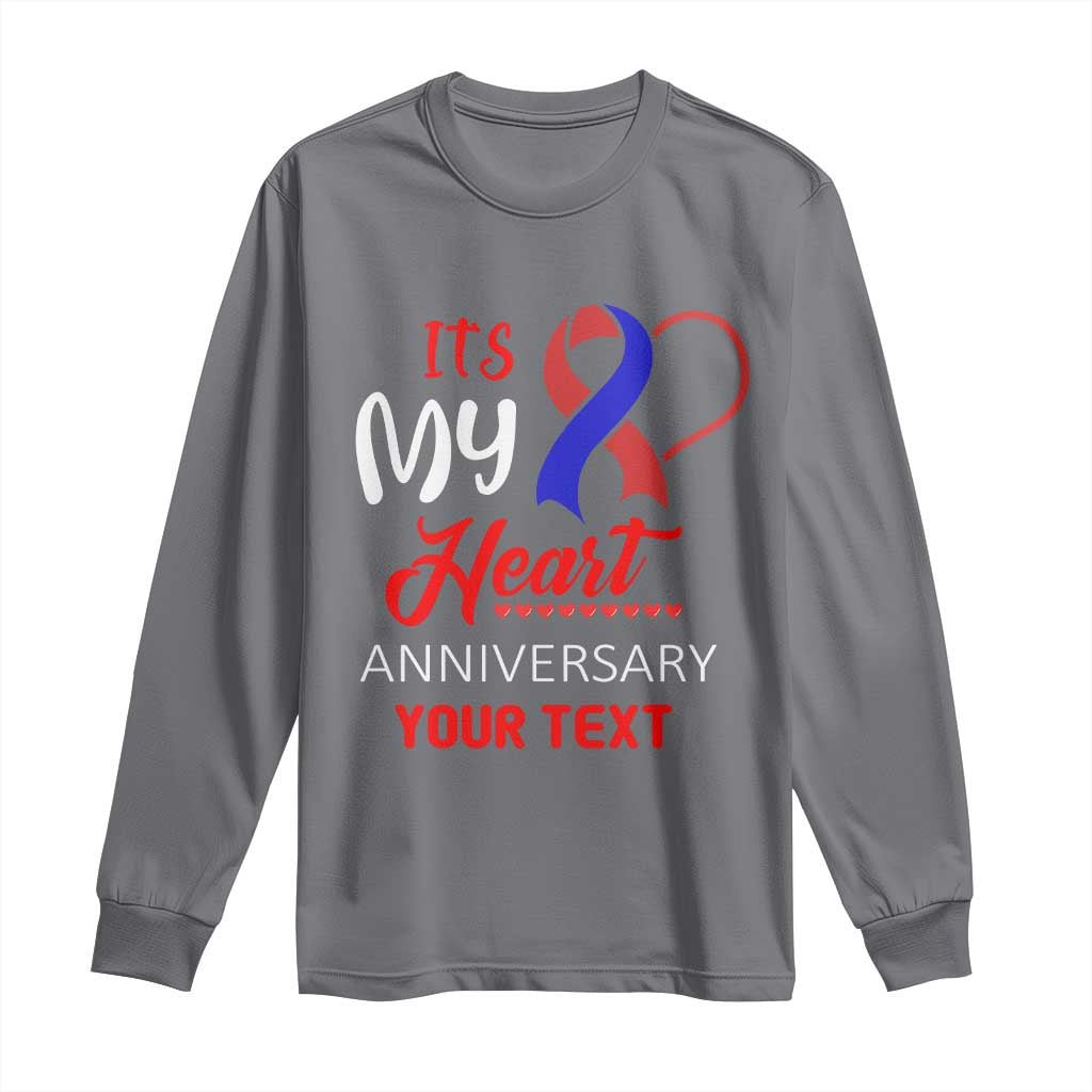 Personalized CHD Awareness Long Sleeve Shirt Custom Text It's My Heart Anniversary