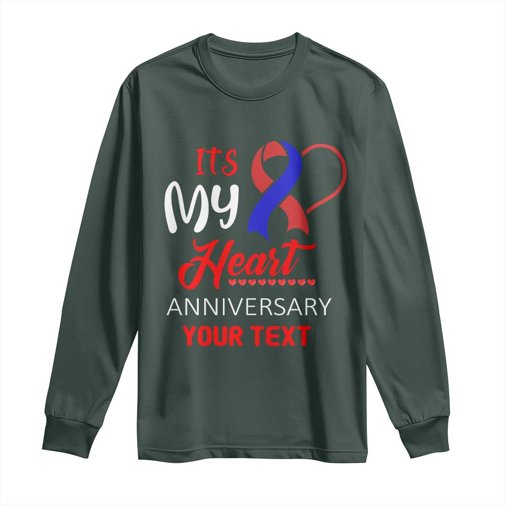 Personalized CHD Awareness Long Sleeve Shirt Custom Text It's My Heart Anniversary