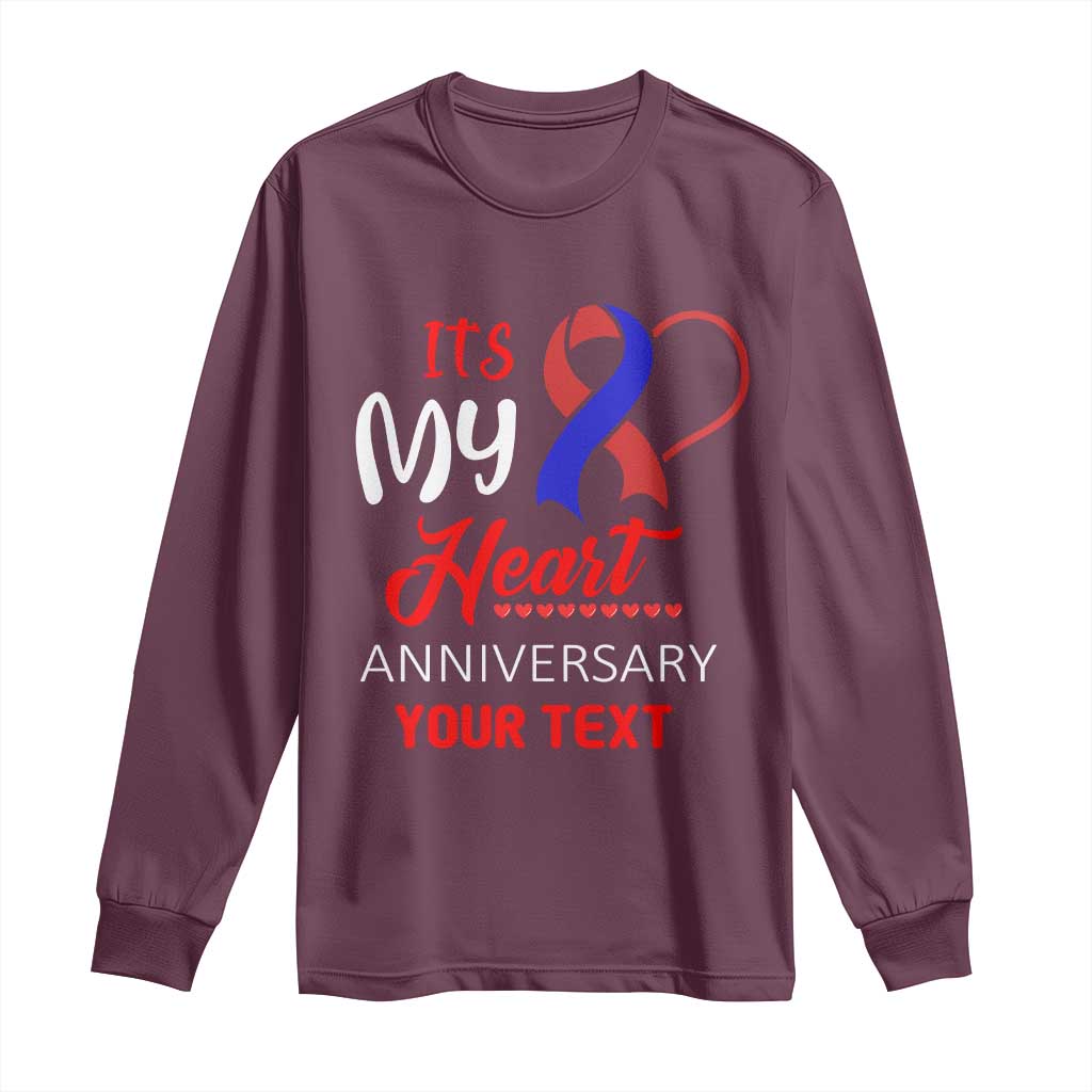 Personalized CHD Awareness Long Sleeve Shirt Custom Text It's My Heart Anniversary