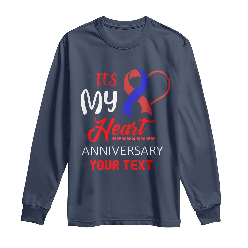 Personalized CHD Awareness Long Sleeve Shirt Custom Text It's My Heart Anniversary