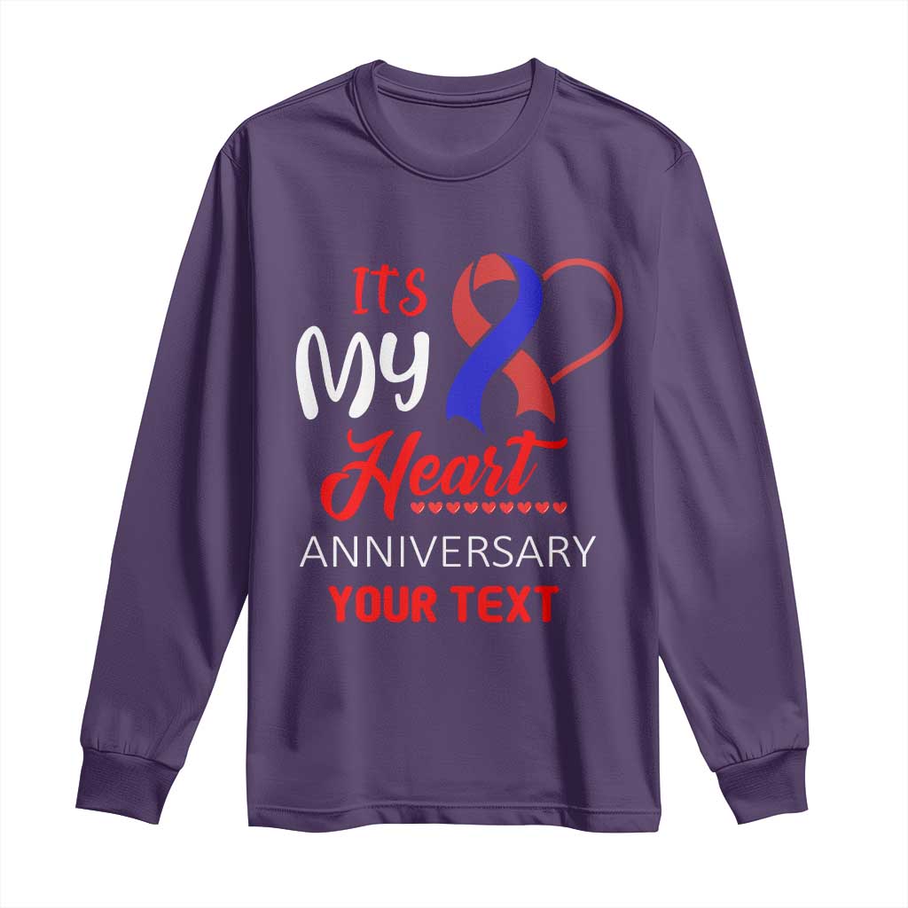 Personalized CHD Awareness Long Sleeve Shirt Custom Text It's My Heart Anniversary