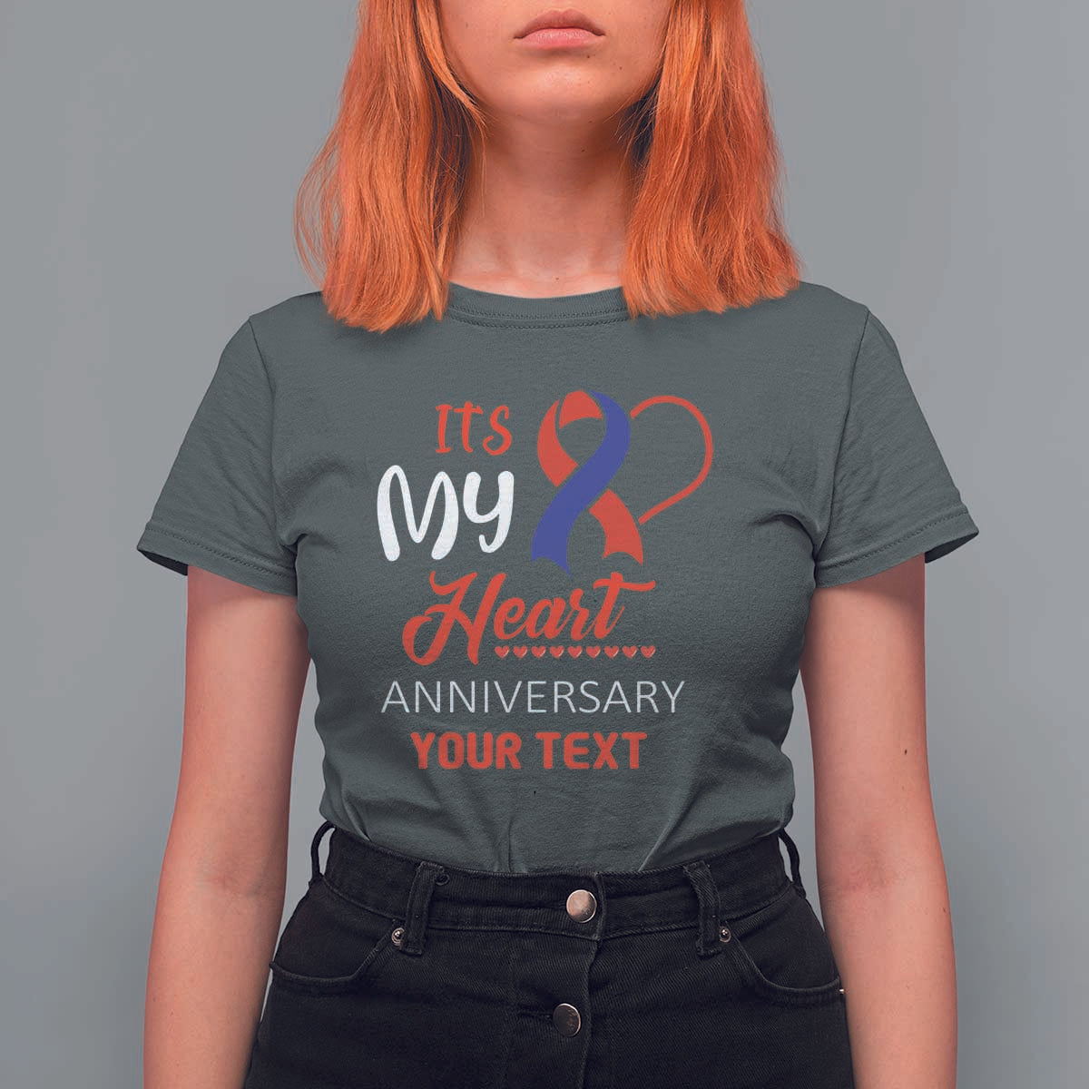 Personalized CHD Awareness T Shirt For Women Custom Text It's My Heart Anniversary