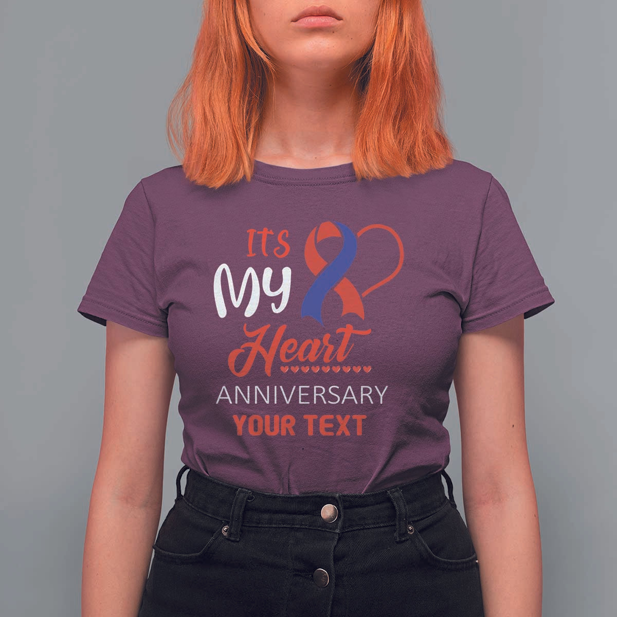 Personalized CHD Awareness T Shirt For Women Custom Text It's My Heart Anniversary