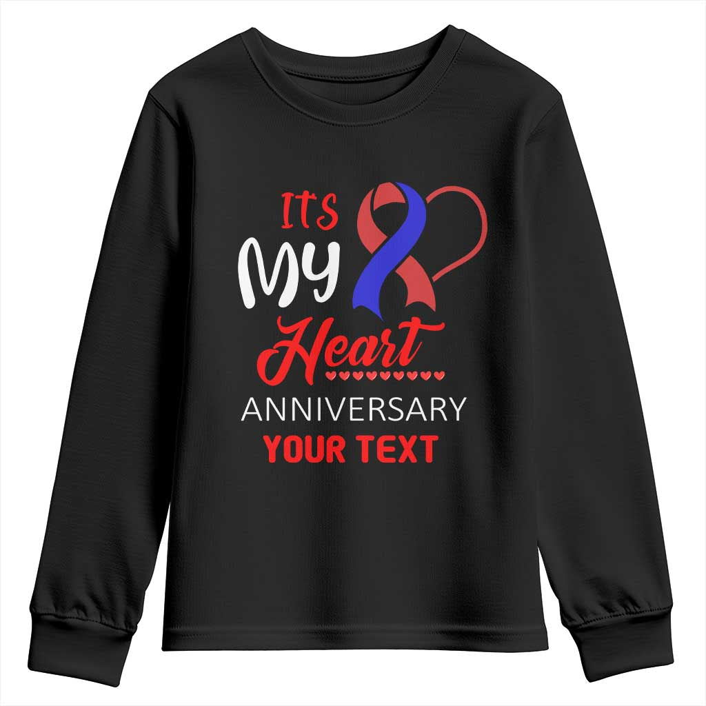 Personalized CHD Awareness Youth Sweatshirt Custom Text It's My Heart Anniversary