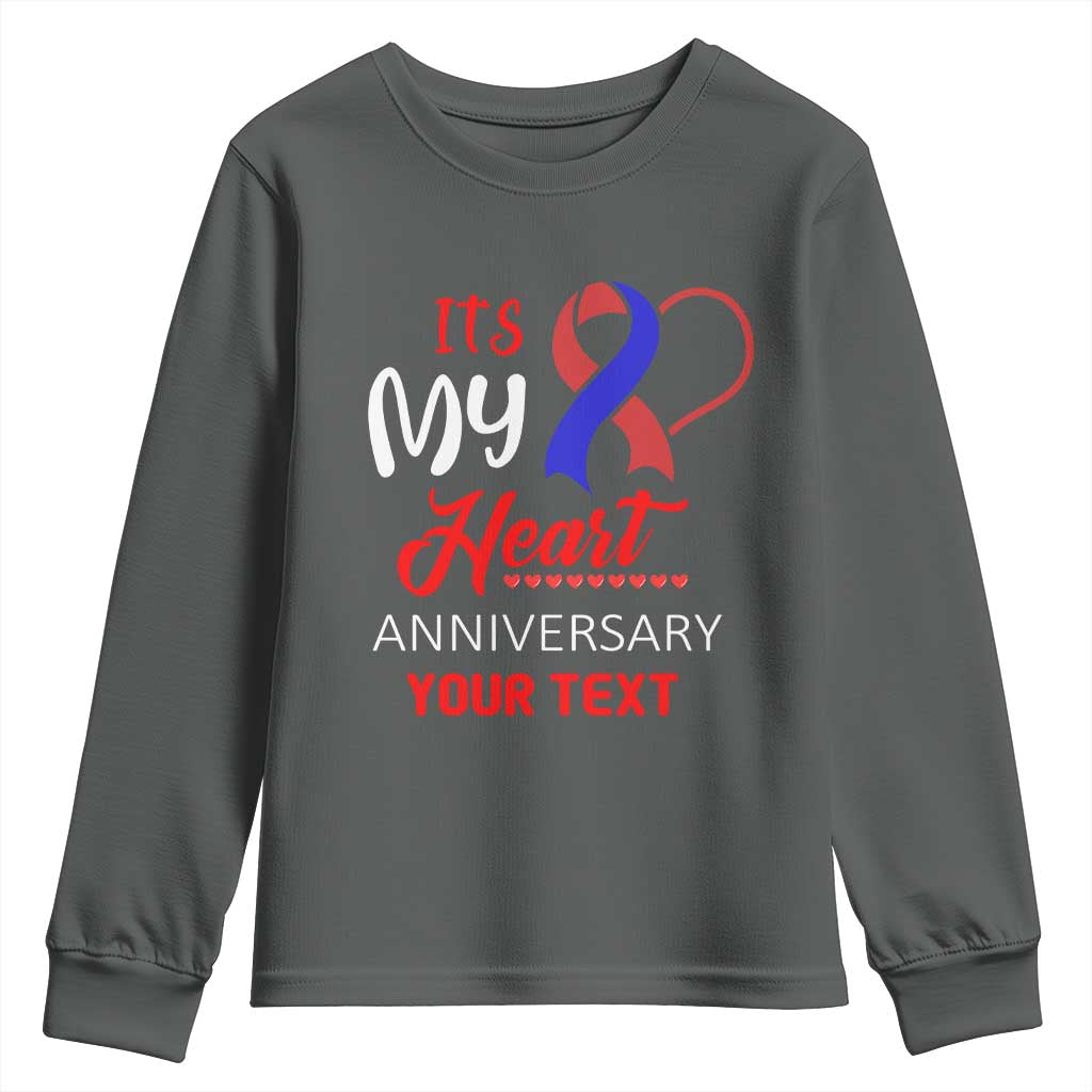 Personalized CHD Awareness Youth Sweatshirt Custom Text It's My Heart Anniversary