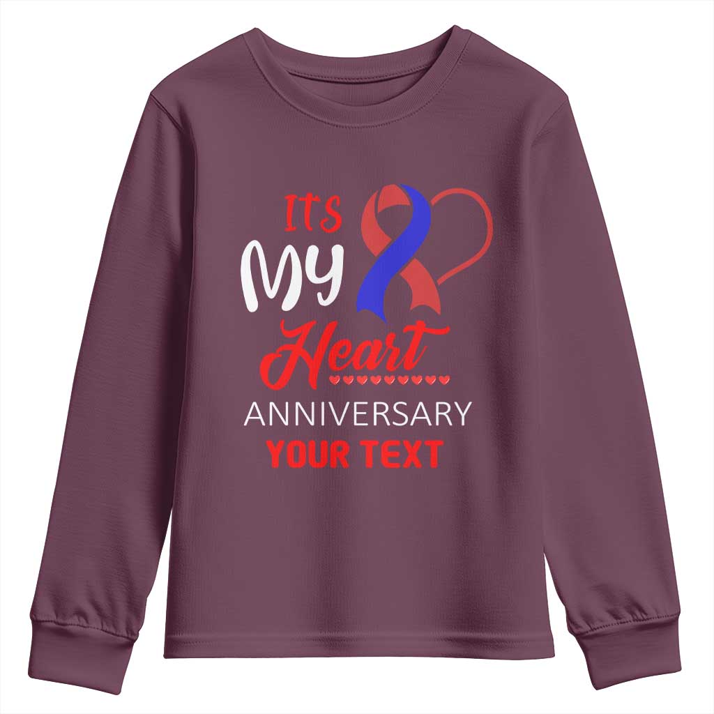 Personalized CHD Awareness Youth Sweatshirt Custom Text It's My Heart Anniversary