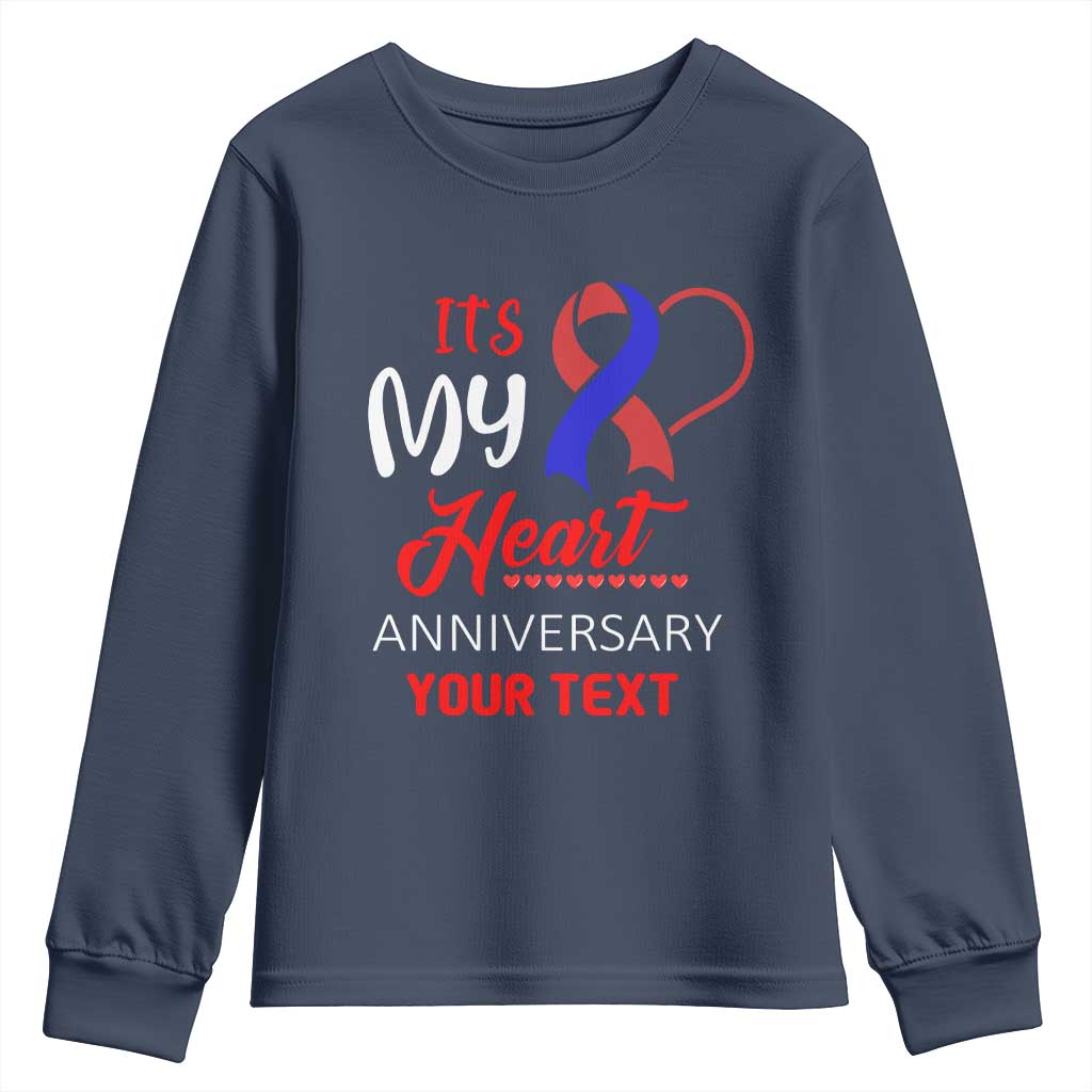 Personalized CHD Awareness Youth Sweatshirt Custom Text It's My Heart Anniversary