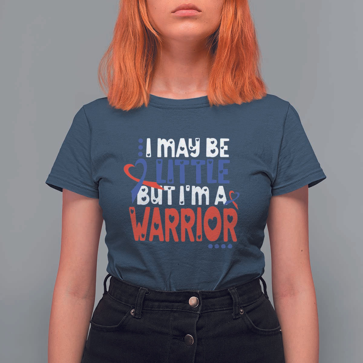 Congenital Heart Disease CHD Awareness T Shirt For Women I May Be Little But I'm A Warrior