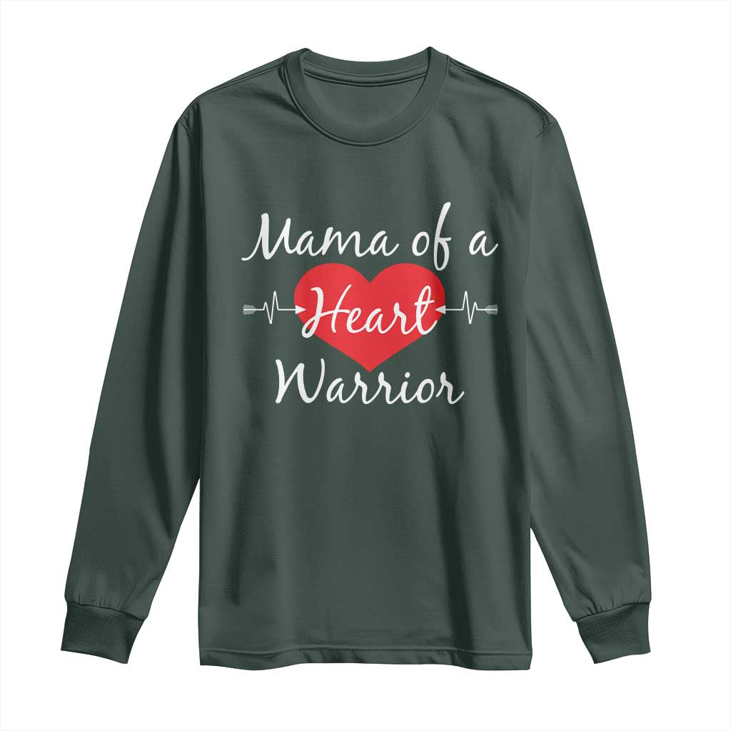 Mama Of A Heart Warrior Long Sleeve Shirt CHD Awareness Heart