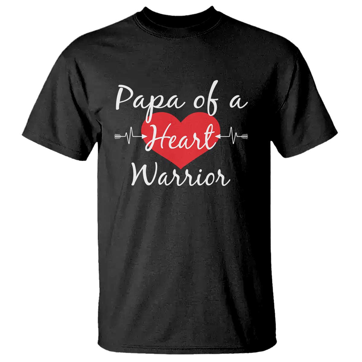Papa Of A Heart Warrior T Shirt CHD Awareness Heart