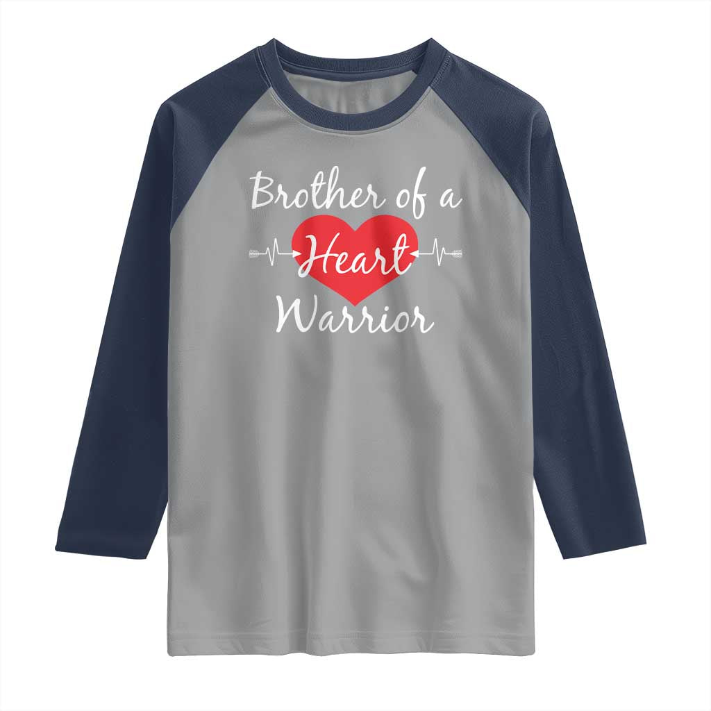 Brother Of A Heart Warrior Raglan Shirt CHD Awareness Heart