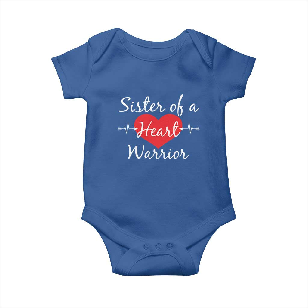 Sister Of A Heart Warrior Baby Onesie CHD Awareness Heart