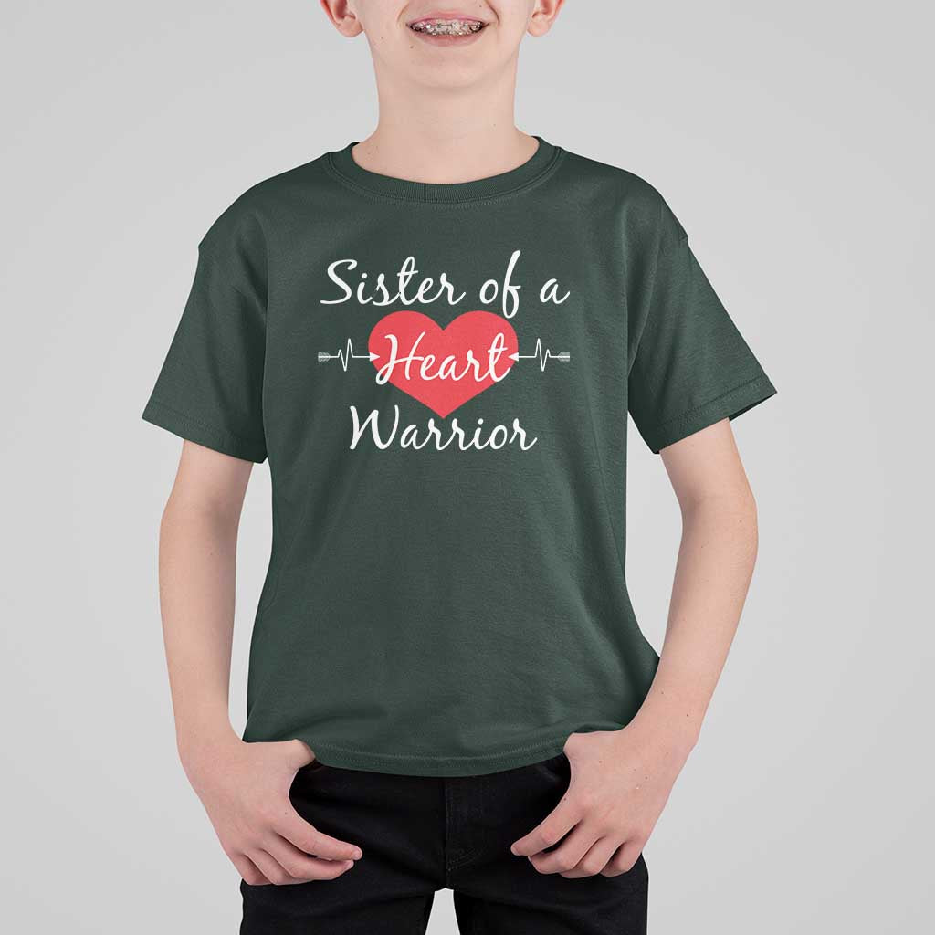 Sister Of A Heart Warrior T Shirt For Kid CHD Awareness Heart