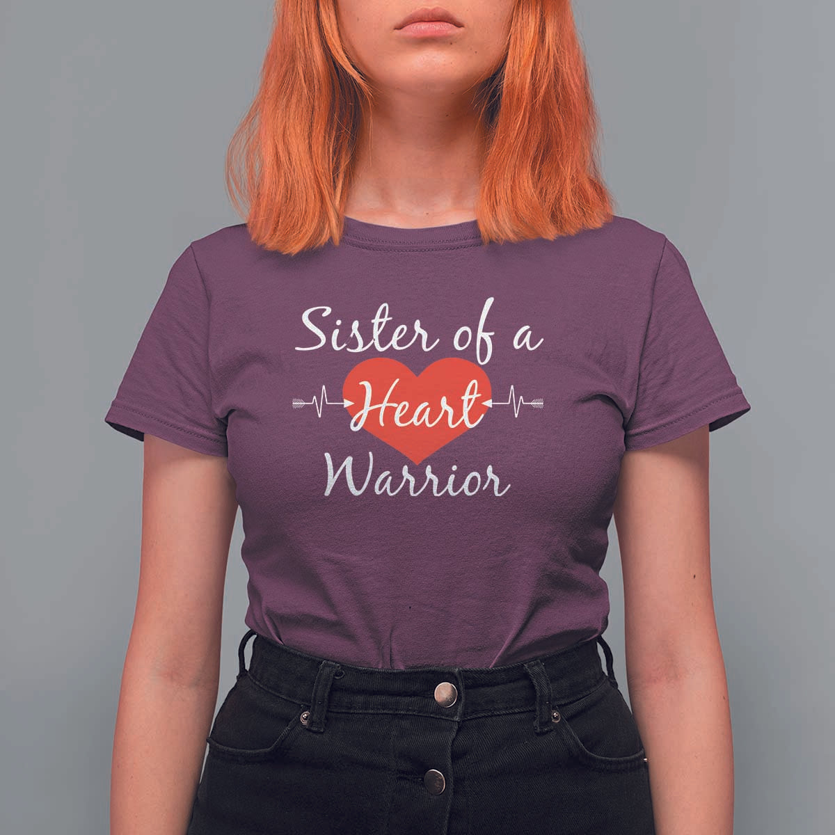 Sister Of A Heart Warrior T Shirt For Women CHD Awareness Heart