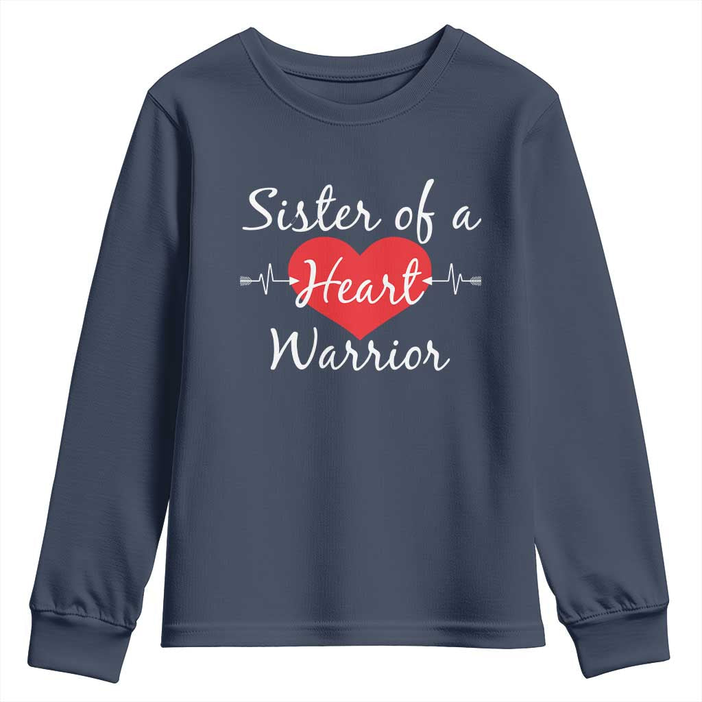 Sister Of A Heart Warrior Youth Sweatshirt CHD Awareness Heart