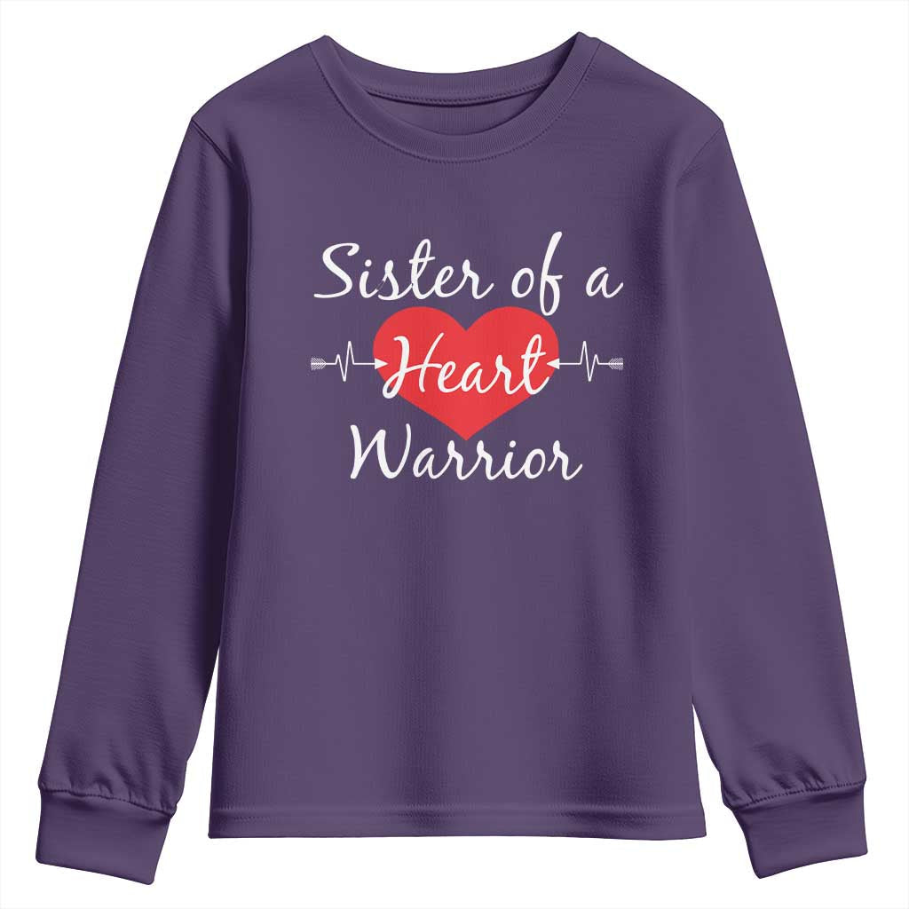 Sister Of A Heart Warrior Youth Sweatshirt CHD Awareness Heart