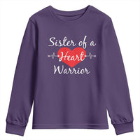 Sister Of A Heart Warrior Youth Sweatshirt CHD Awareness Heart
