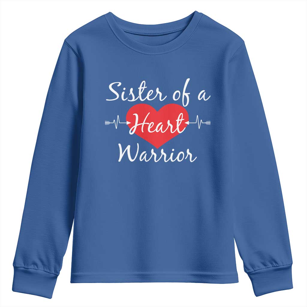 Sister Of A Heart Warrior Youth Sweatshirt CHD Awareness Heart