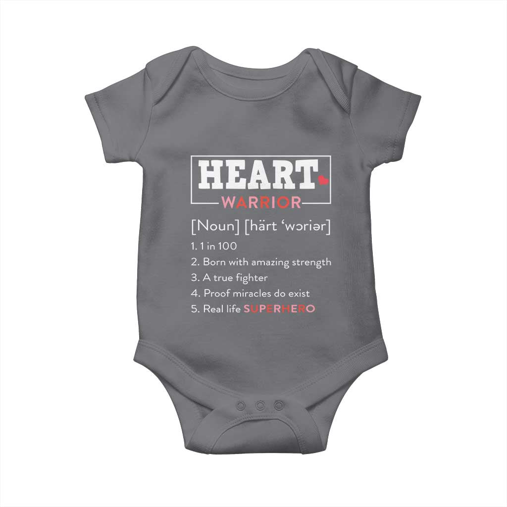 Heart Warrior Definition Baby Onesie Congenital Heart Disease CHD Awareness