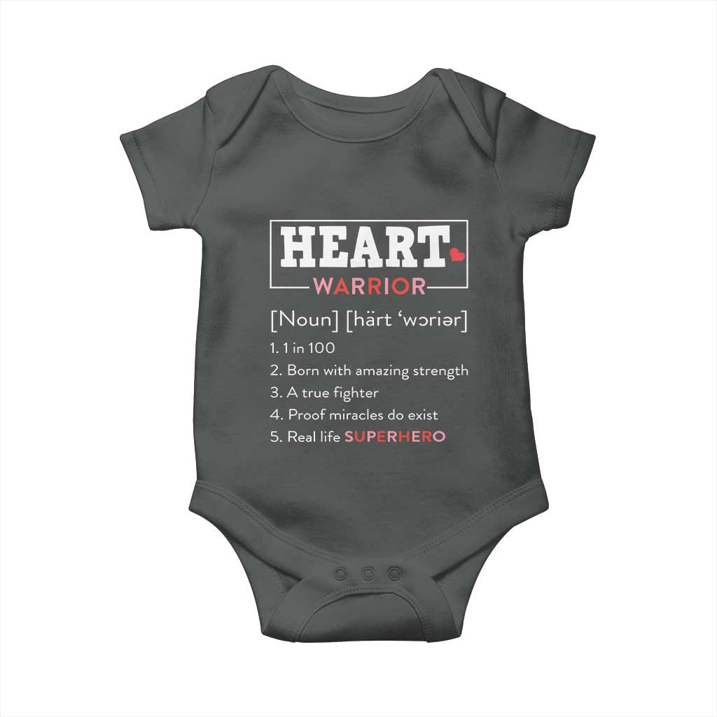 Heart Warrior Definition Baby Onesie Congenital Heart Disease CHD Awareness