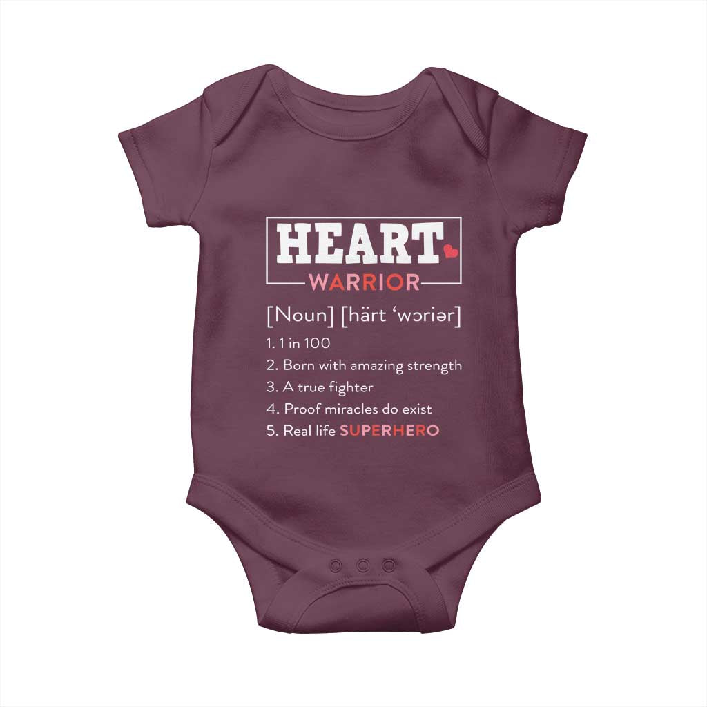 Heart Warrior Definition Baby Onesie Congenital Heart Disease CHD Awareness