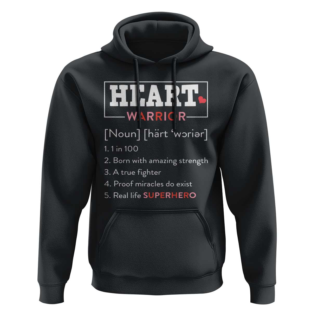 Heart Warrior Definition Hoodie Congenital Heart Disease CHD Awareness