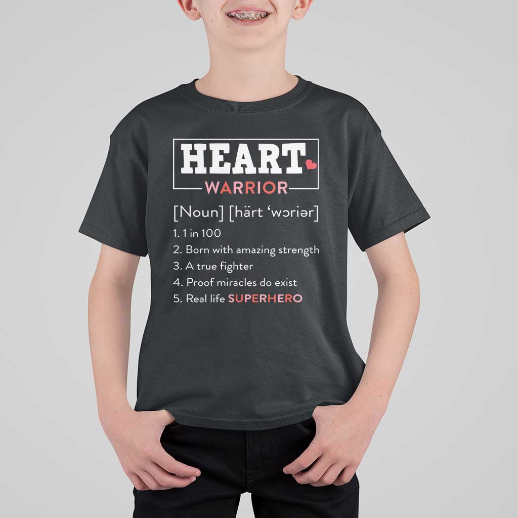 Heart Warrior Definition T Shirt For Kid Congenital Heart Disease CHD Awareness