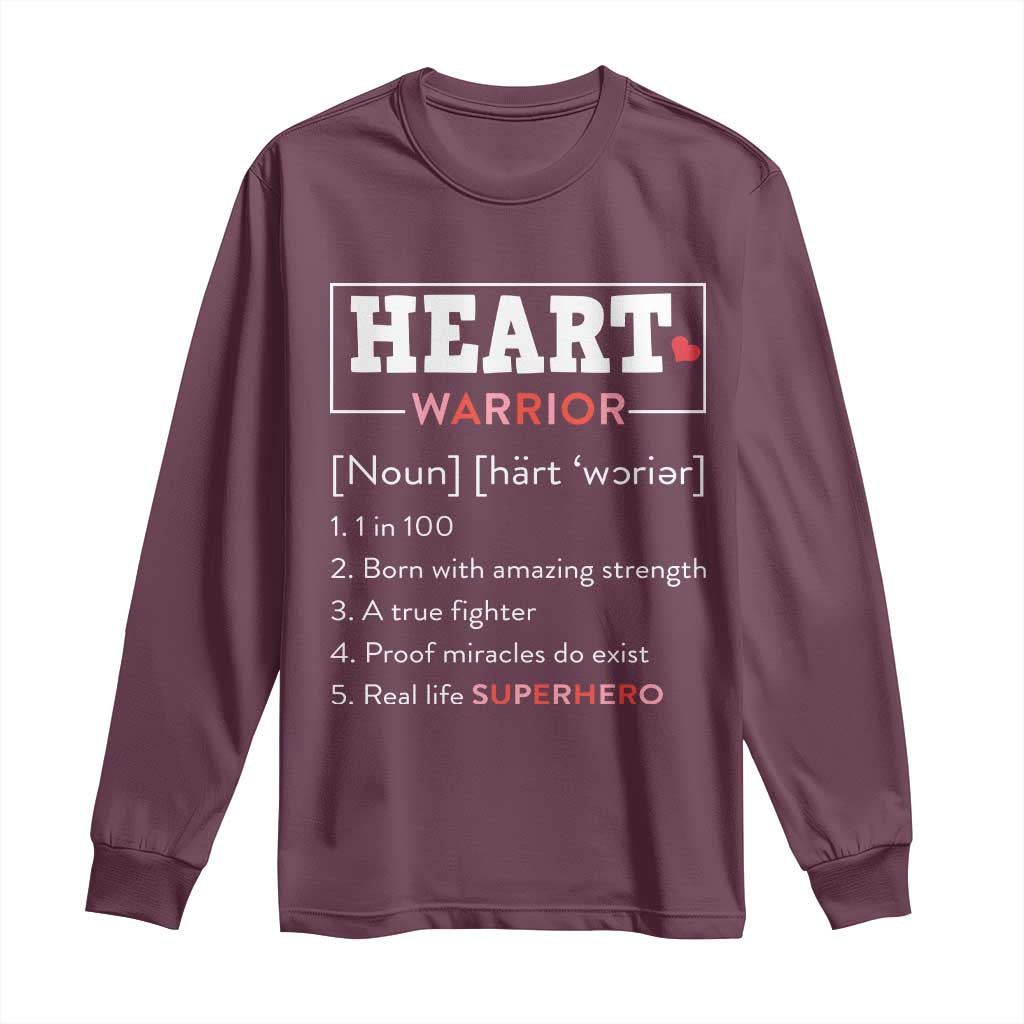 Heart Warrior Definition Long Sleeve Shirt Congenital Heart Disease CHD Awareness