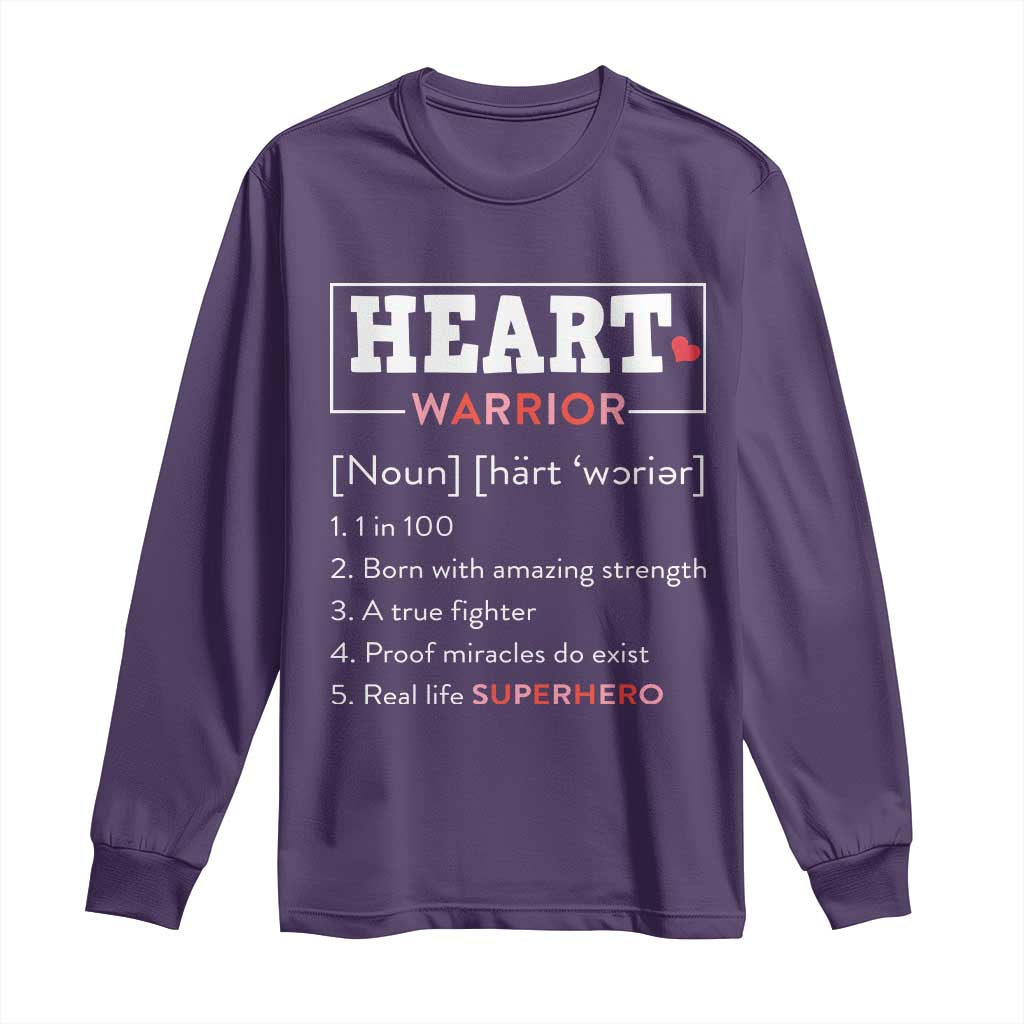 Heart Warrior Definition Long Sleeve Shirt Congenital Heart Disease CHD Awareness