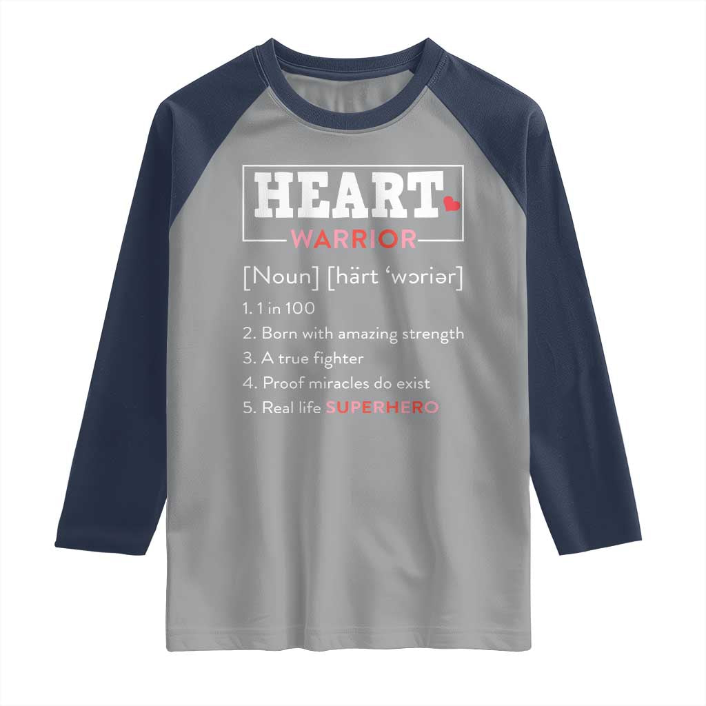 Heart Warrior Definition Raglan Shirt Congenital Heart Disease CHD Awareness