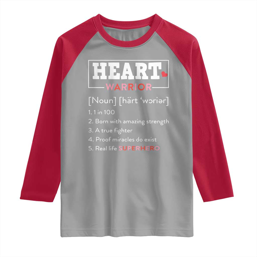 Heart Warrior Definition Raglan Shirt Congenital Heart Disease CHD Awareness