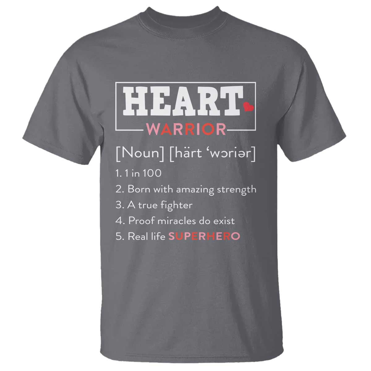 Heart Warrior Definition T Shirt Congenital Heart Disease CHD Awareness