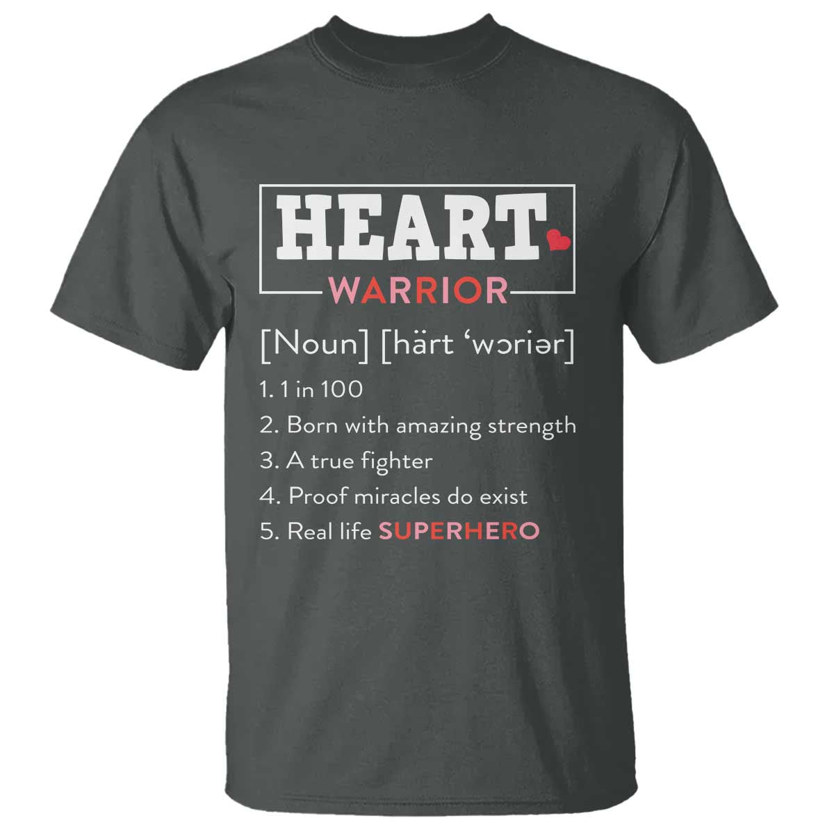 Heart Warrior Definition T Shirt Congenital Heart Disease CHD Awareness