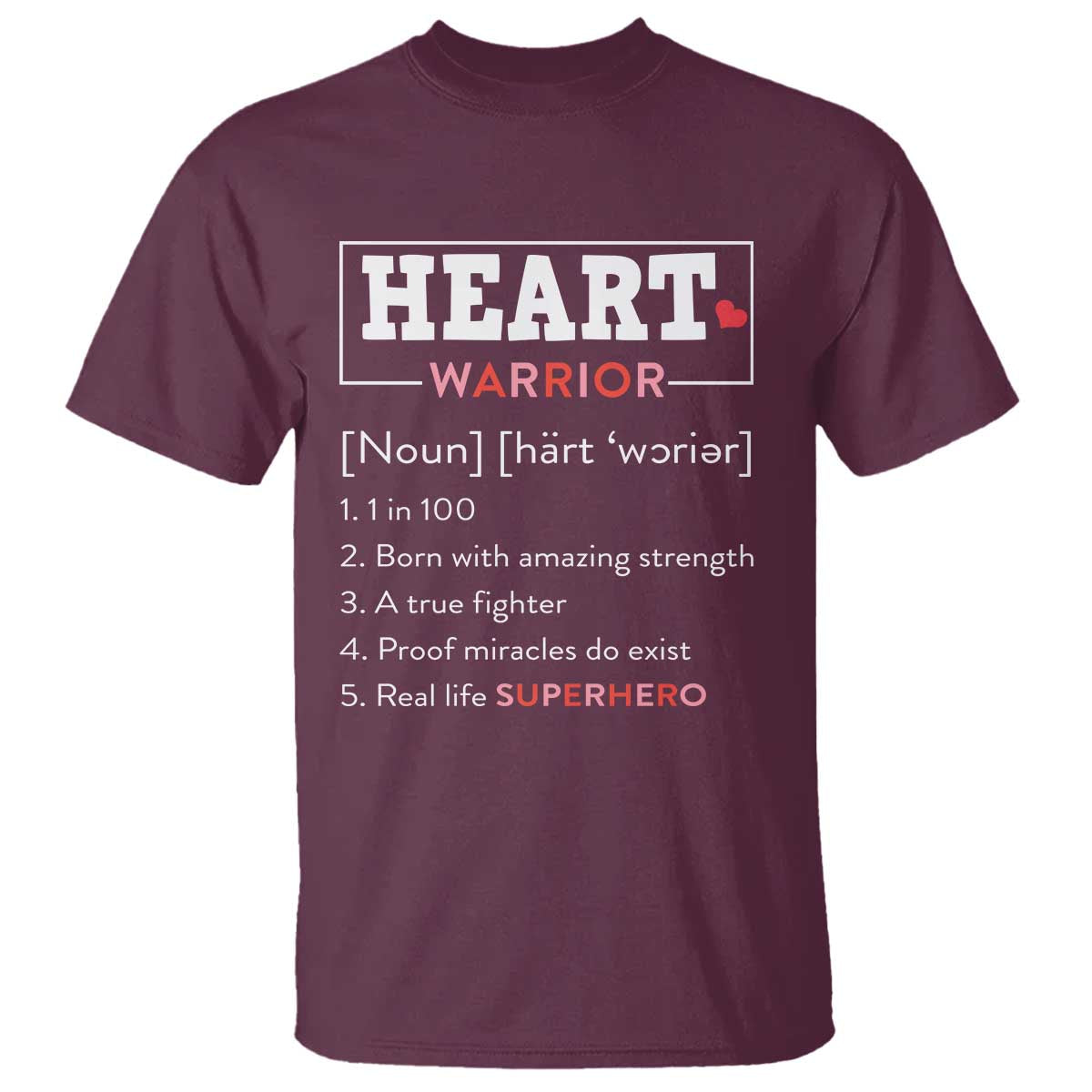 Heart Warrior Definition T Shirt Congenital Heart Disease CHD Awareness