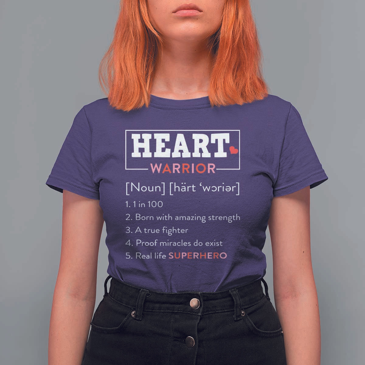Heart Warrior Definition T Shirt For Women Congenital Heart Disease CHD Awareness