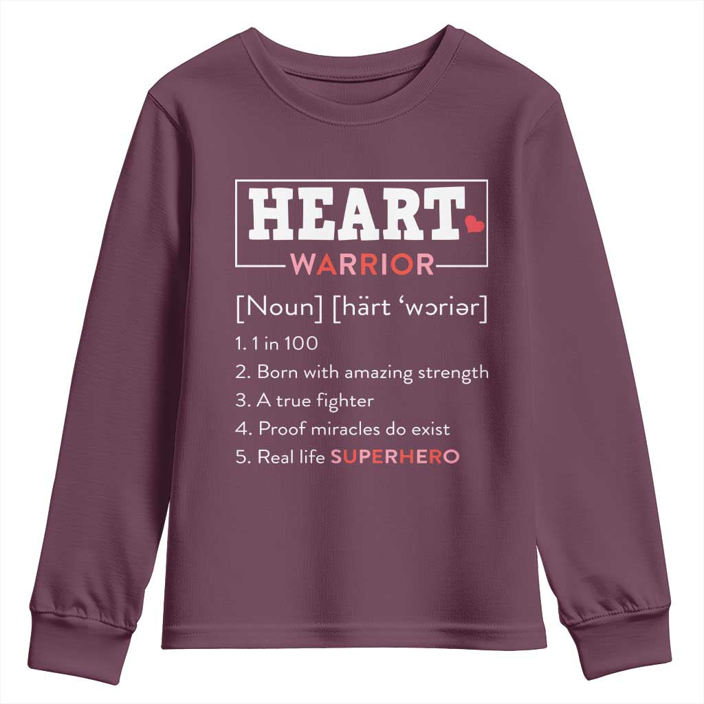 Heart Warrior Definition Youth Sweatshirt Congenital Heart Disease CHD Awareness