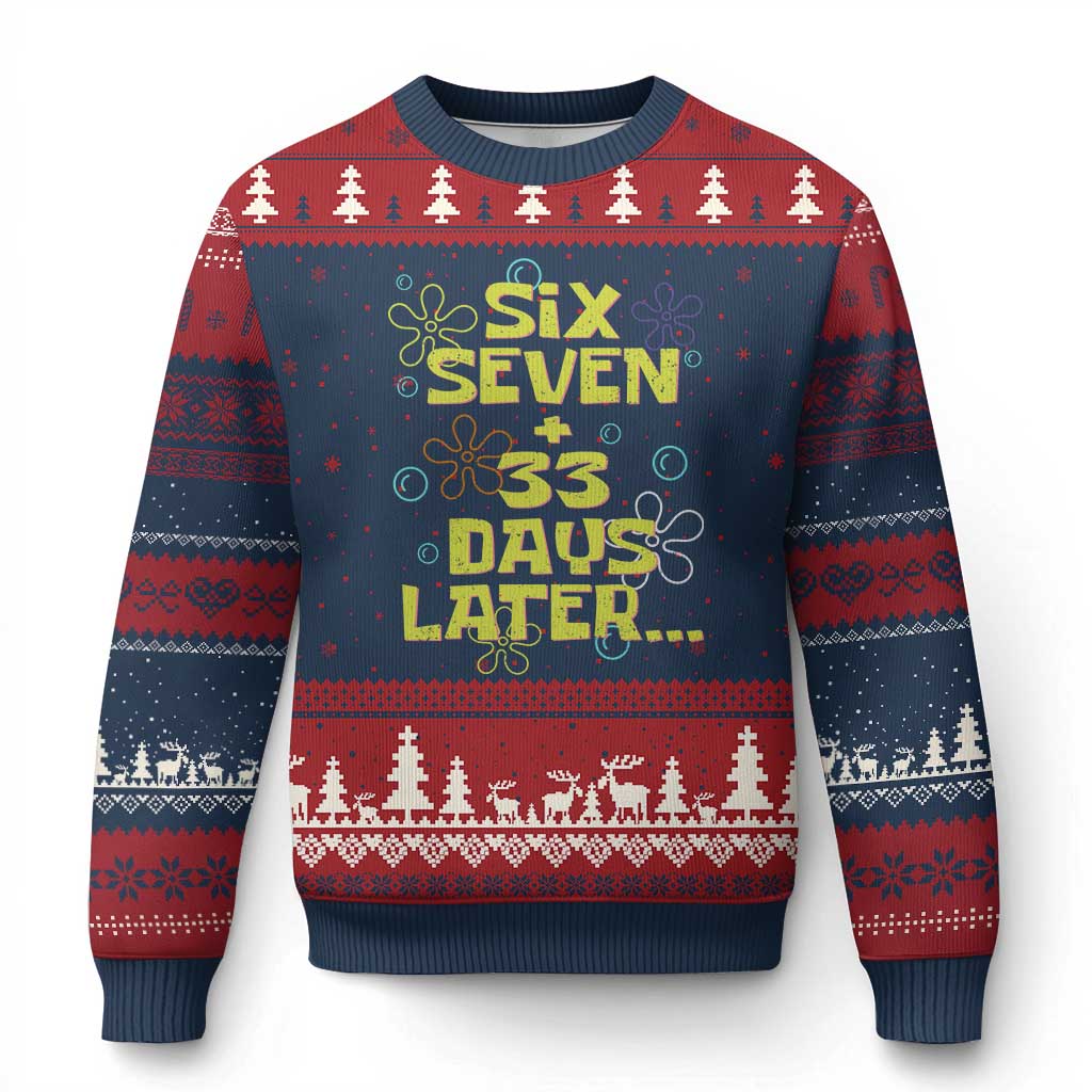 Funny 67 33 100 Days Of School Ugly Christmas Sweater 100th Day Six Seven Days Later