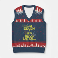 Funny 67 33 100 Days Of School V-Neck Knit Sweater Vest 100th Day Six Seven Days Later