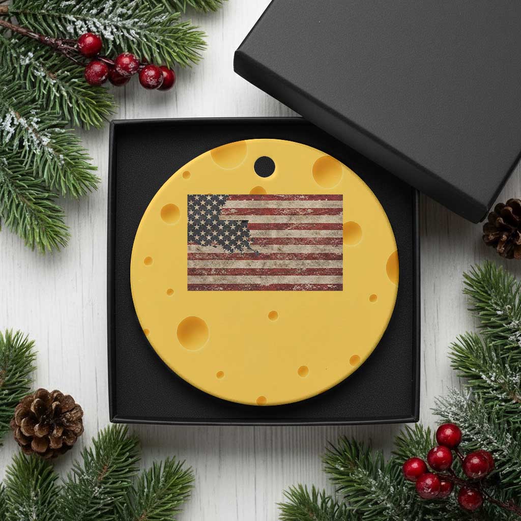 Louisiana Pride Vintage American Flag State Map Ceramic Ornament