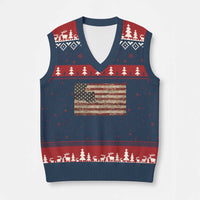 Louisiana Pride Vintage American Flag State Map V-Neck Knit Sweater Vest