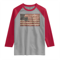 Louisiana Pride Vintage American Flag State Map Raglan Shirt