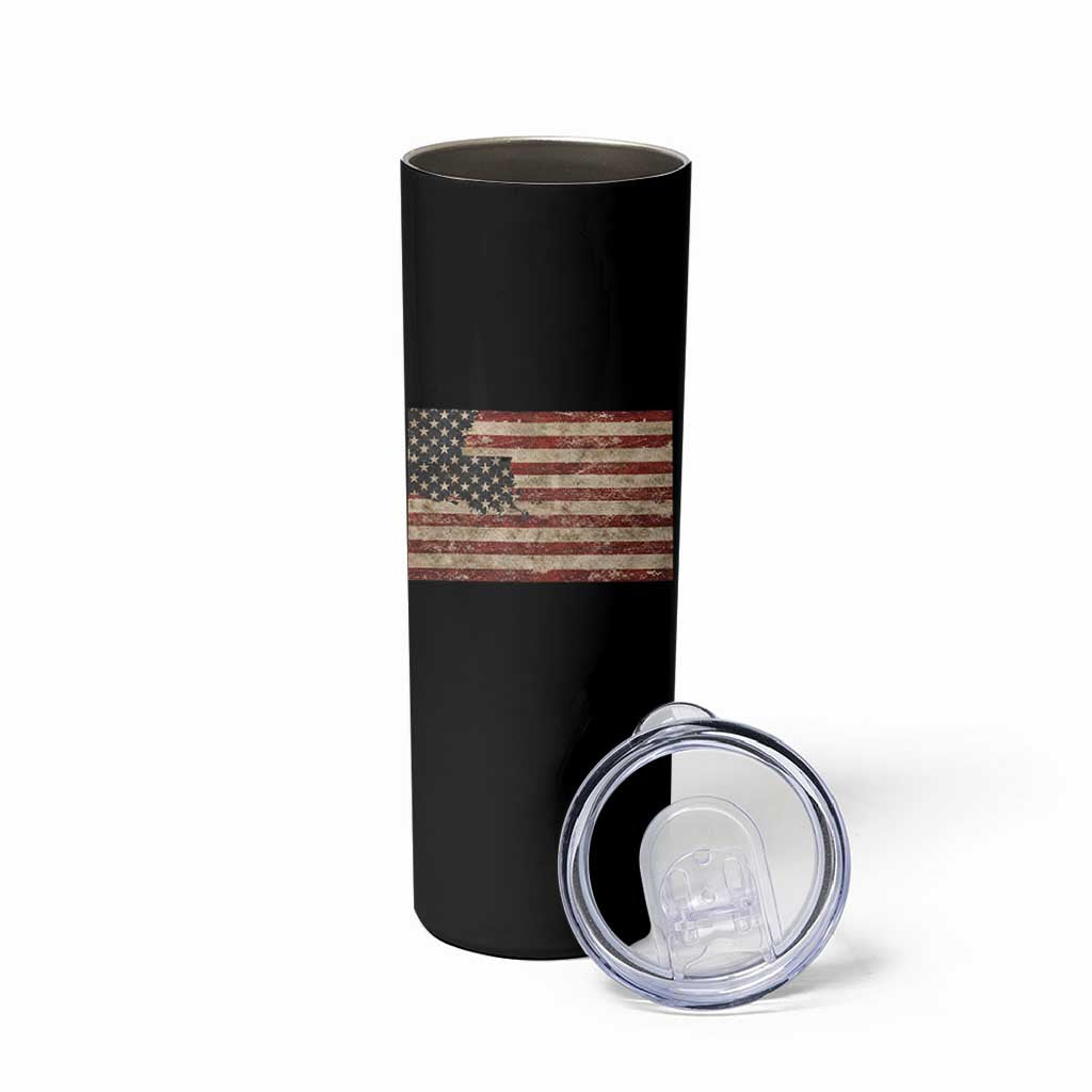 Louisiana Pride Vintage American Flag State Map Skinny Tumbler