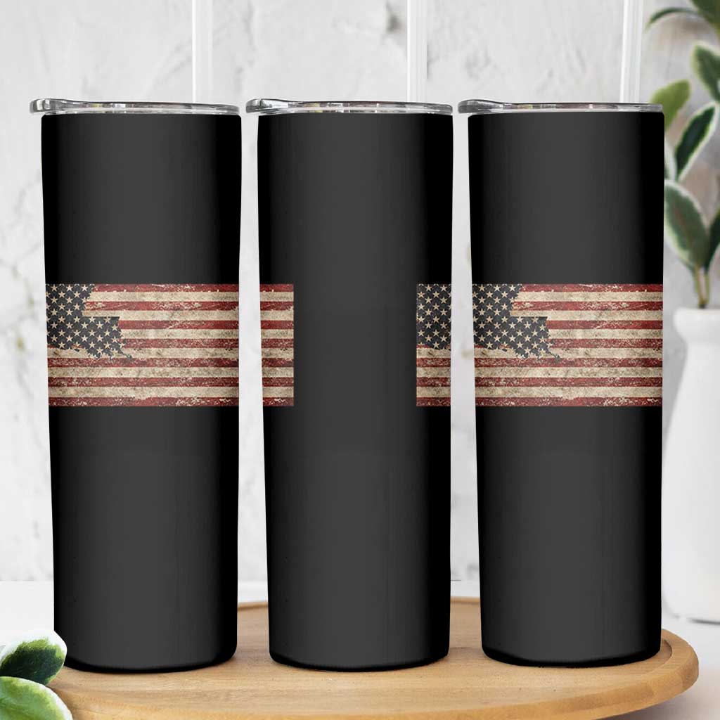 Louisiana Pride Vintage American Flag State Map Skinny Tumbler