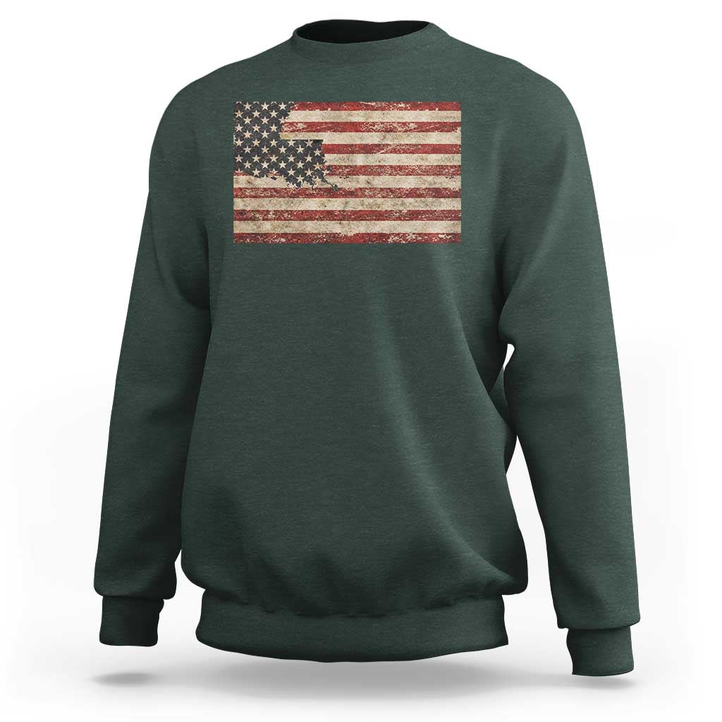 Louisiana Pride Vintage American Flag State Map Sweatshirt