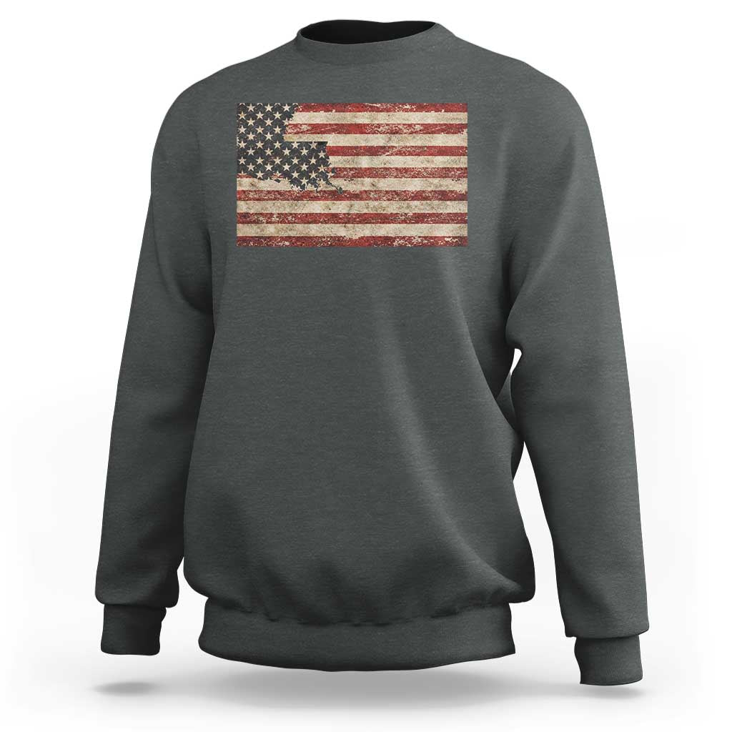 Louisiana Pride Vintage American Flag State Map Sweatshirt