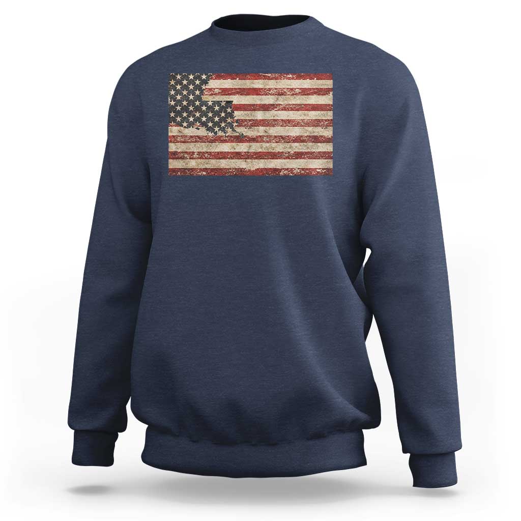 Louisiana Pride Vintage American Flag State Map Sweatshirt