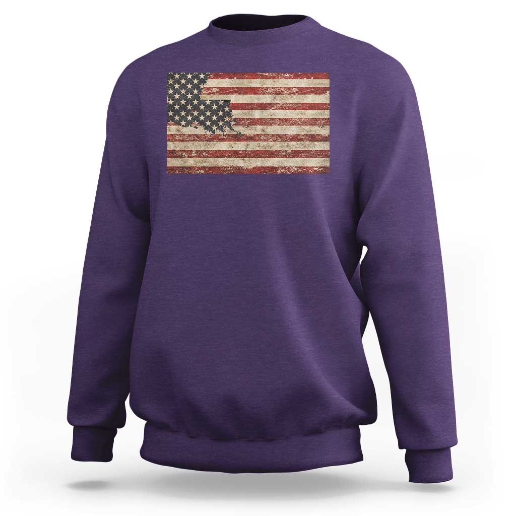 Louisiana Pride Vintage American Flag State Map Sweatshirt