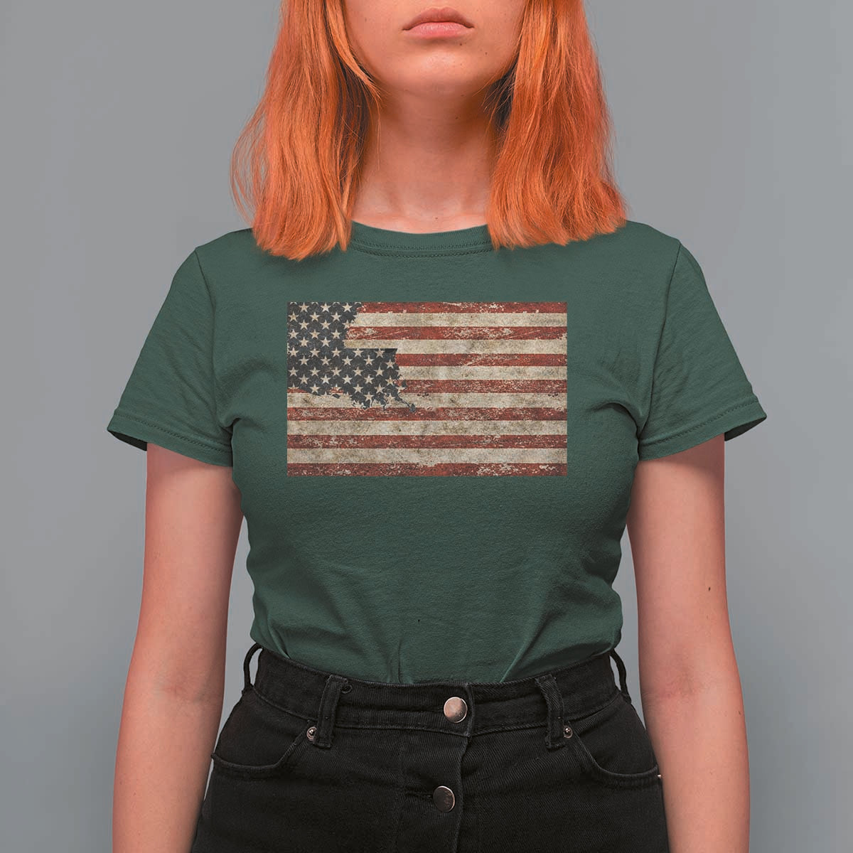Louisiana Pride Vintage American Flag State Map T Shirt For Women